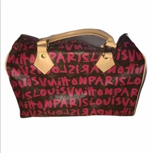 Brown and pink handbag